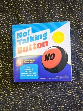No! Talking Button Novelty Button - Red/Black